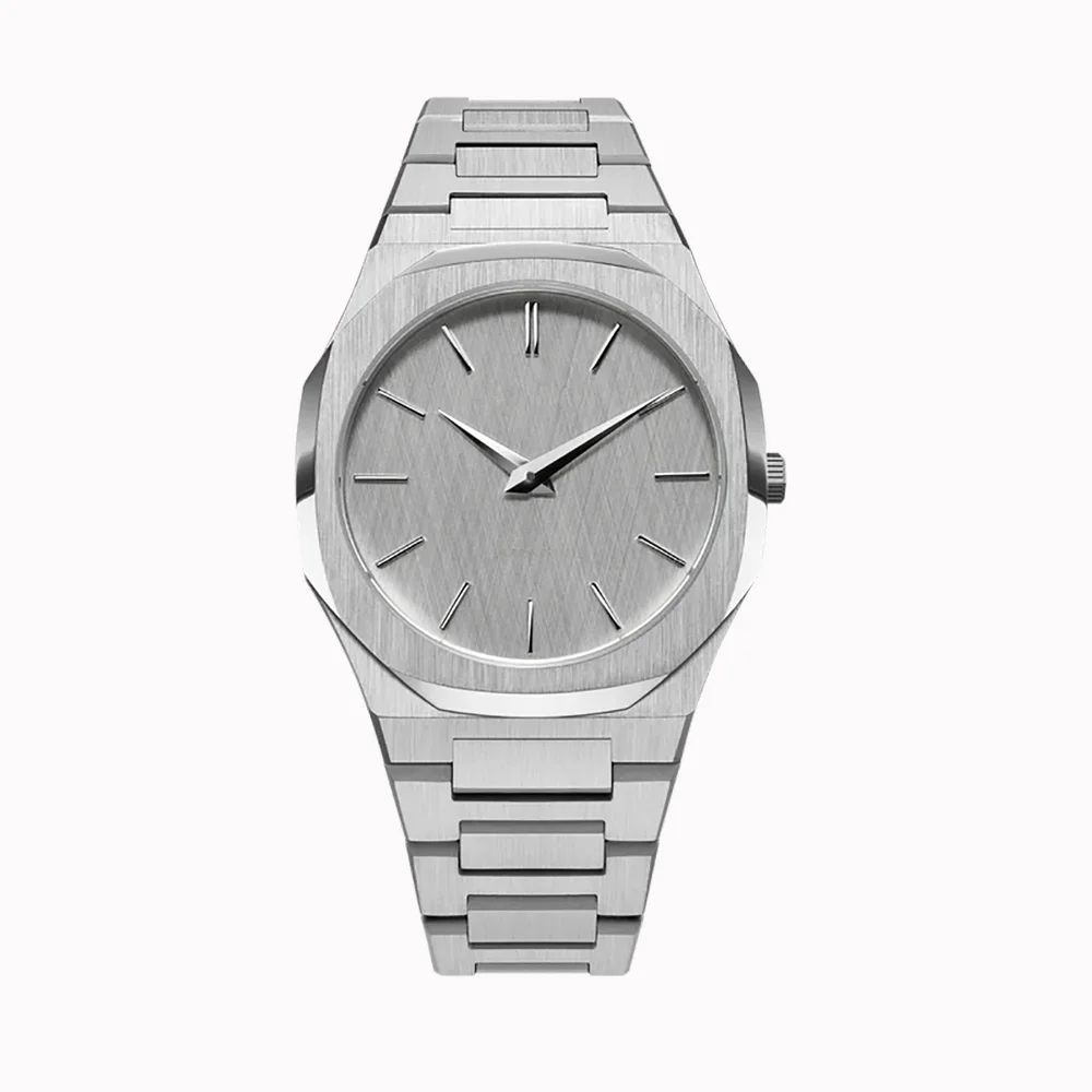 Untra Thin All Stainless Steel Sun Pattern Japan Movement Waterproof Men Quartz Watch With Original Logo