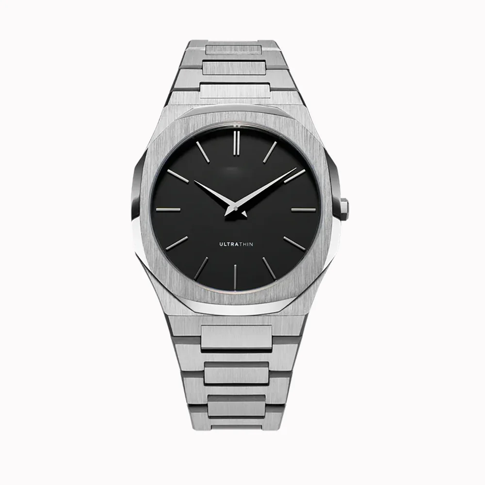 Untra Thin All Stainless Steel Sun Pattern Japan Movement Waterproof Men Quartz Watch With Original Logo