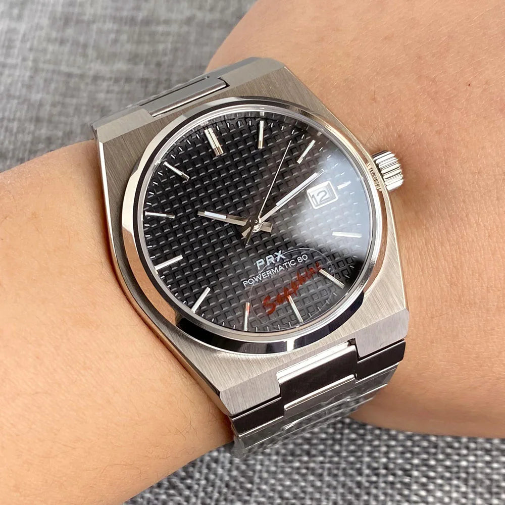 Tandorio New 40mm Classics ice Blue Texture PRX Sapphire Stainless Steel 10ATM Luxury Dress NH35A Automatic Watches For Men