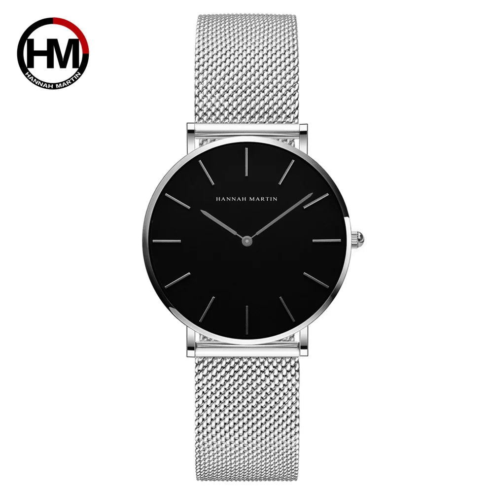 Hannah Martin Luxury Brand Quartz Watch Life Waterproof Women Watch Fashion Women Classic Simple Design Clock Gifts Reloj Mujer