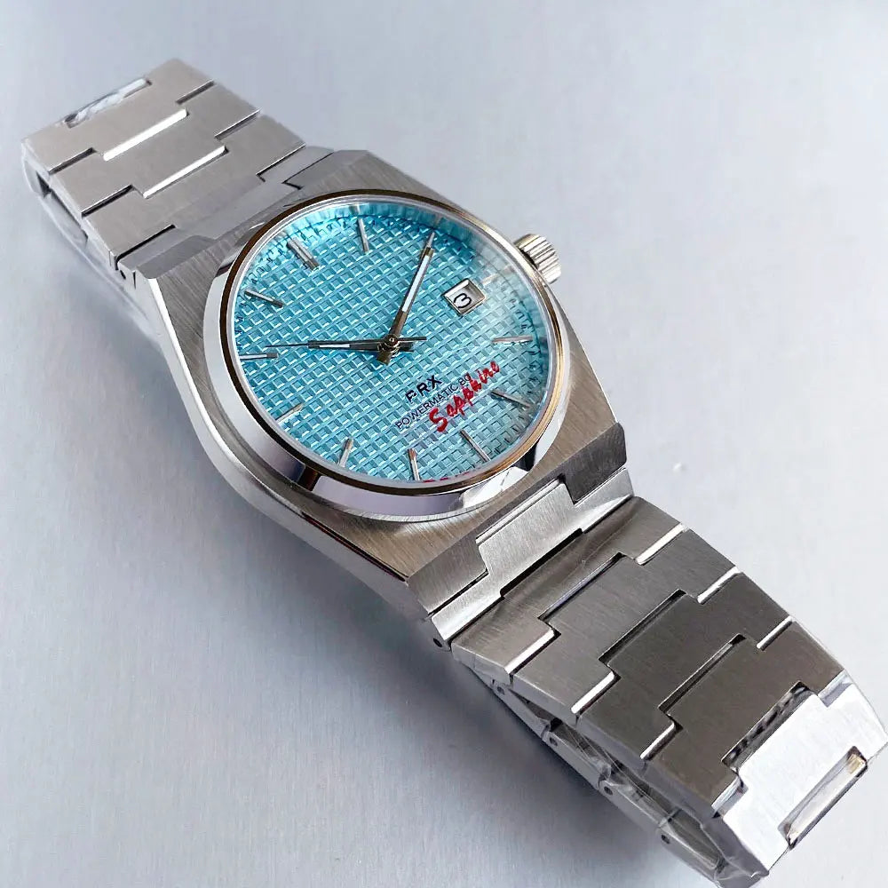 Tandorio New 40mm Classics ice Blue Texture PRX Sapphire Stainless Steel 10ATM Luxury Dress NH35A Automatic Watches For Men