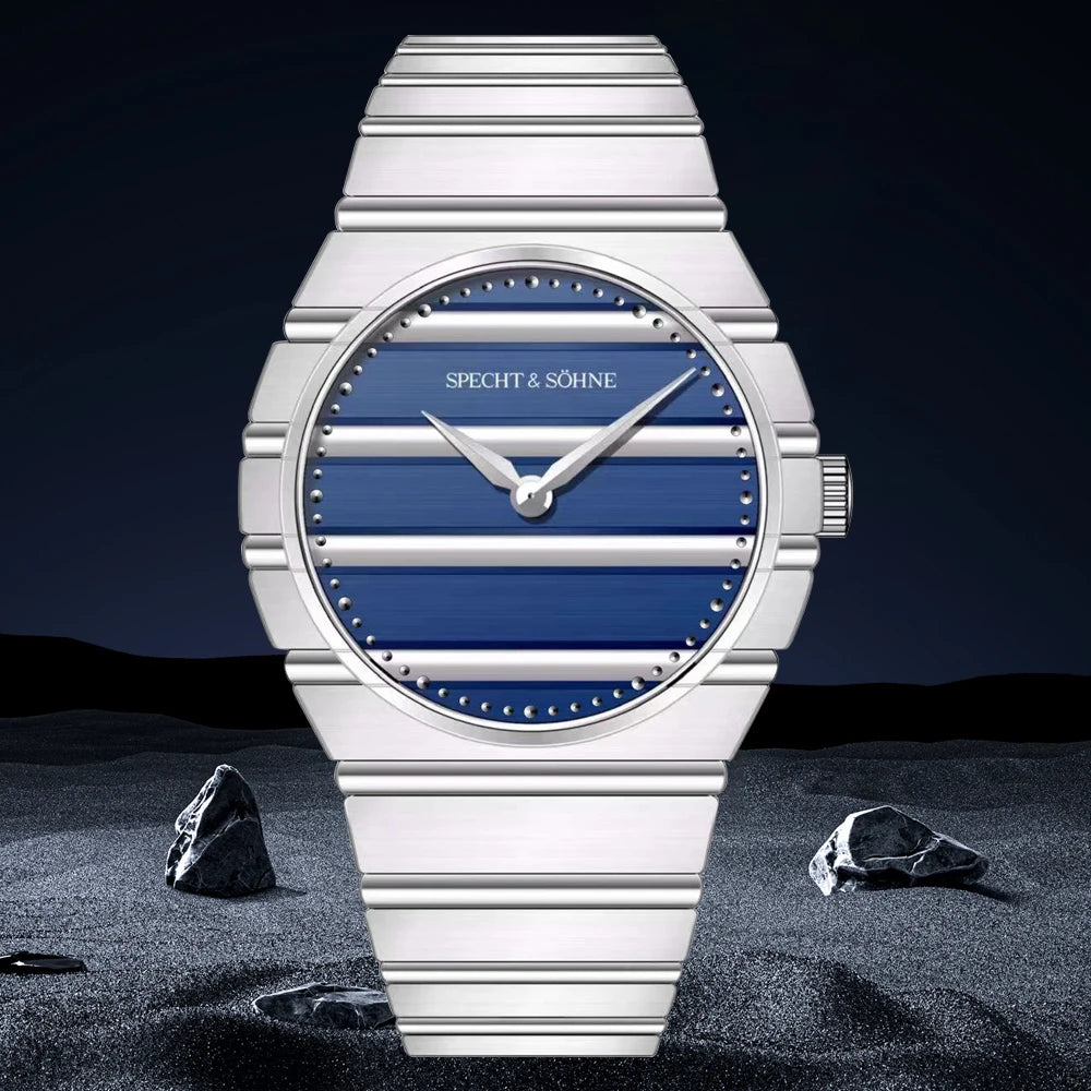 2025 Ultrathin 37MM Men's Quartz Watch Fashion Blue Color Stainless Steel Wristwatch Sapphire Crystal 50M Waterproof