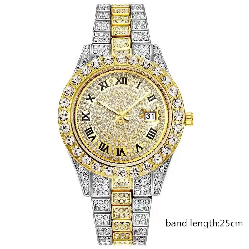 New Iced Out Women Men Watch Square Diamondd Black Numbers Quartz Luxury Hip Hop Wrist Watches Roman Clock Relogio Masculino