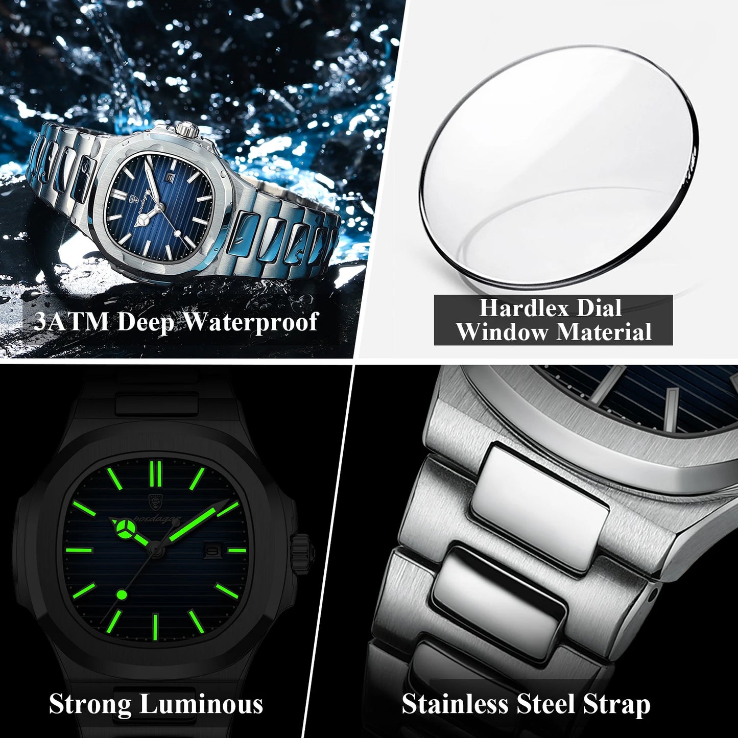 POEDAGAR Luxury Woman’s Quartz Watch Date Waterproof Luminous Ladies Wristwatch Stainless Steel Fashion Watches For Women Reloj