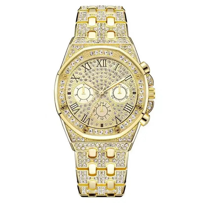 New Iced Out Women Men Watch Square Diamondd Black Numbers Quartz Luxury Hip Hop Wrist Watches Roman Clock Relogio Masculino