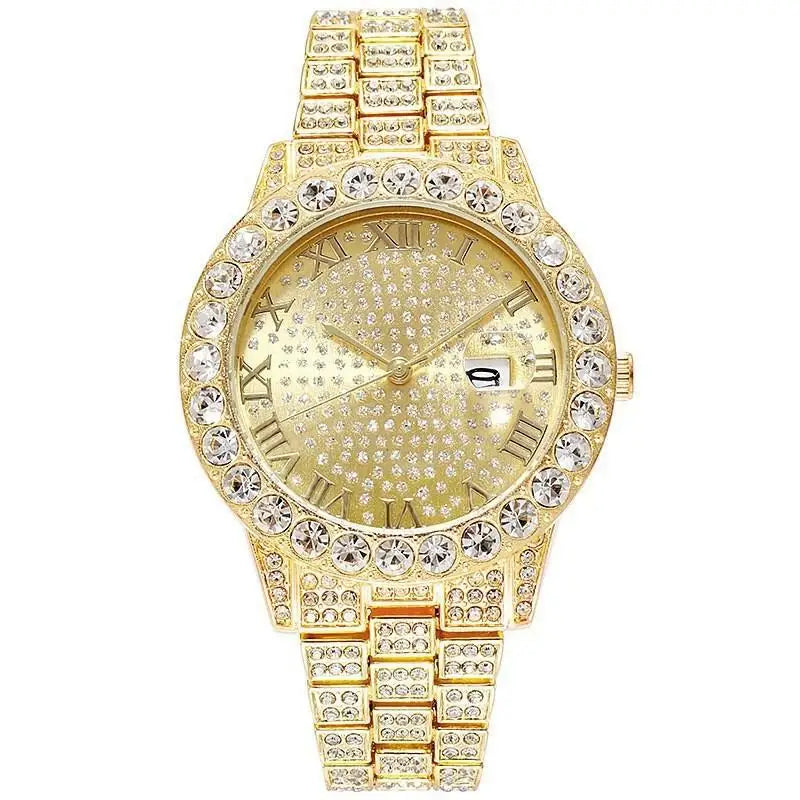 New Iced Out Women Men Watch Square Diamondd Black Numbers Quartz Luxury Hip Hop Wrist Watches Roman Clock Relogio Masculino