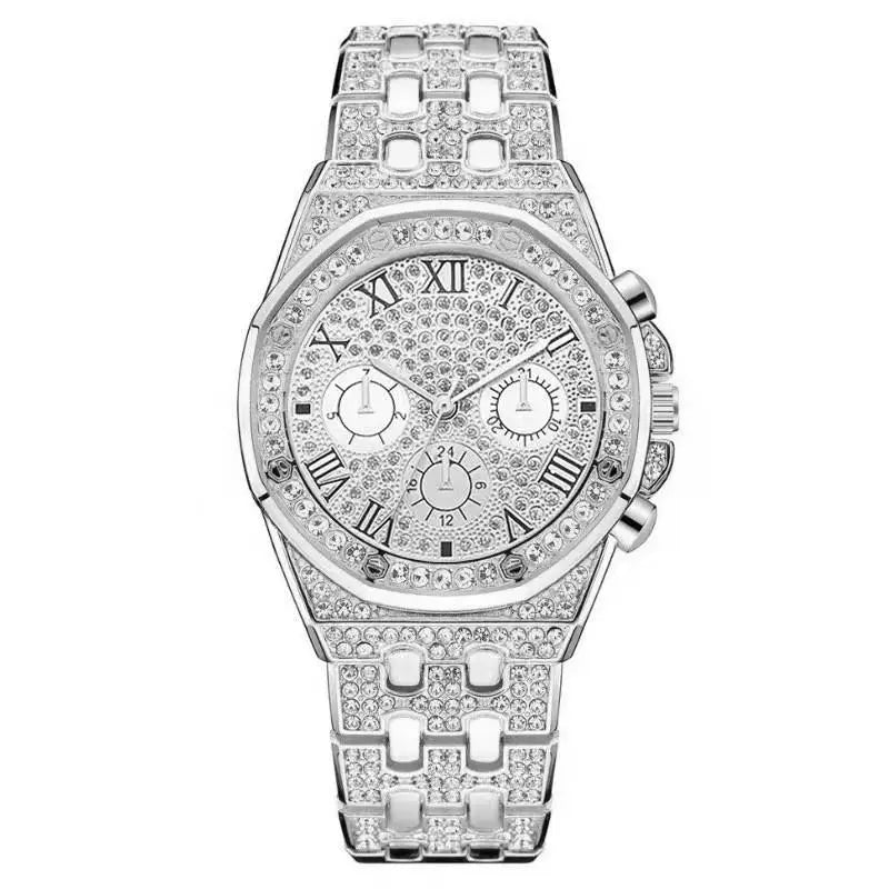 New Iced Out Women Men Watch Square Diamondd Black Numbers Quartz Luxury Hip Hop Wrist Watches Roman Clock Relogio Masculino