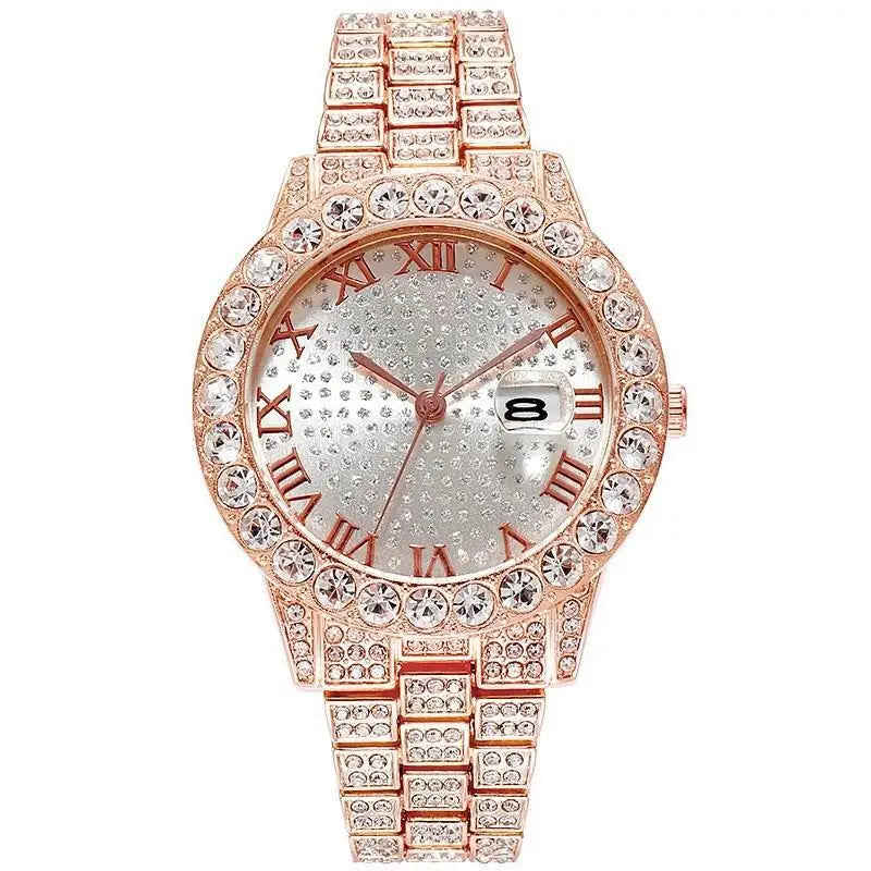 New Iced Out Women Men Watch Square Diamondd Black Numbers Quartz Luxury Hip Hop Wrist Watches Roman Clock Relogio Masculino